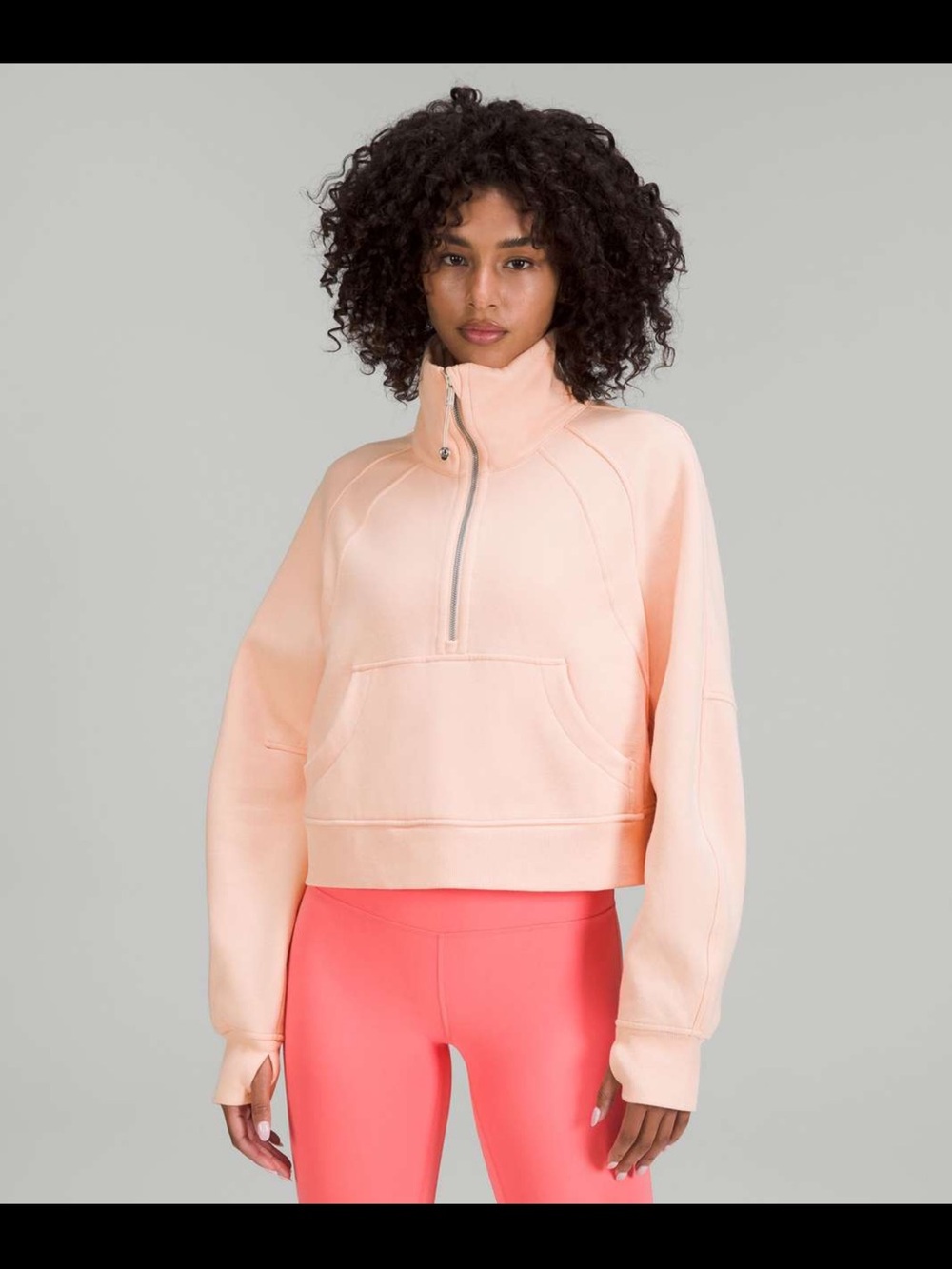 lululemon Scuba Oversized Funnel-Neck Half-Zip AND sweats in Peach Satin
